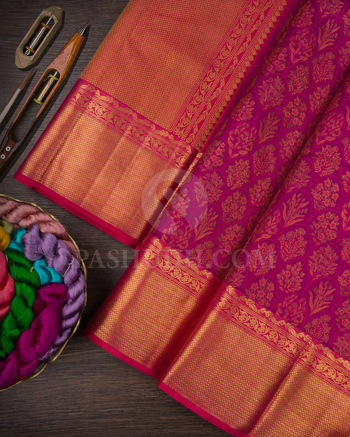 Magenta And Pink Kanjivaram Silk Saree-D621(E)