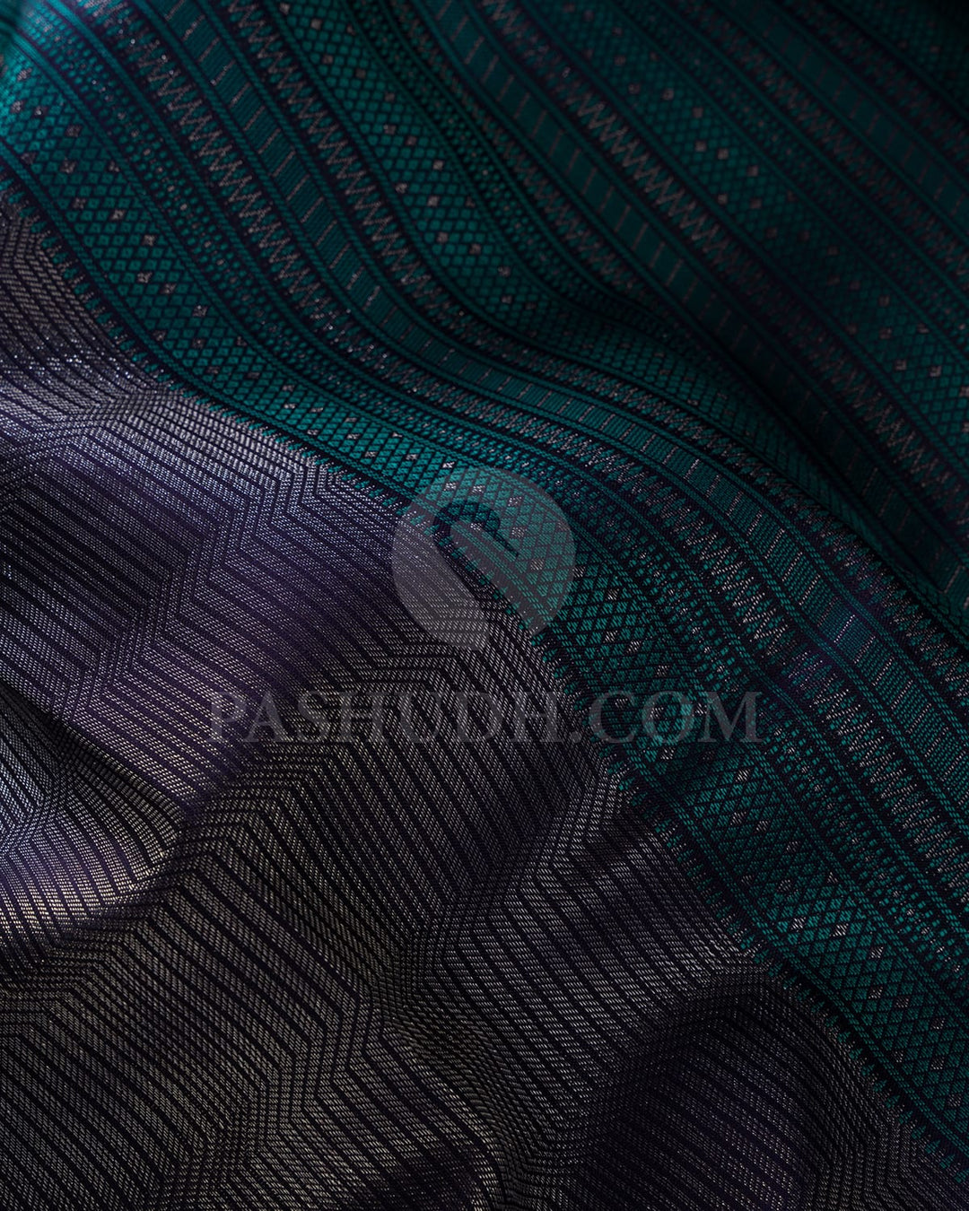Deep Navy Blue And Teal Blue Kanjivaram Silk Saree-D631(A)