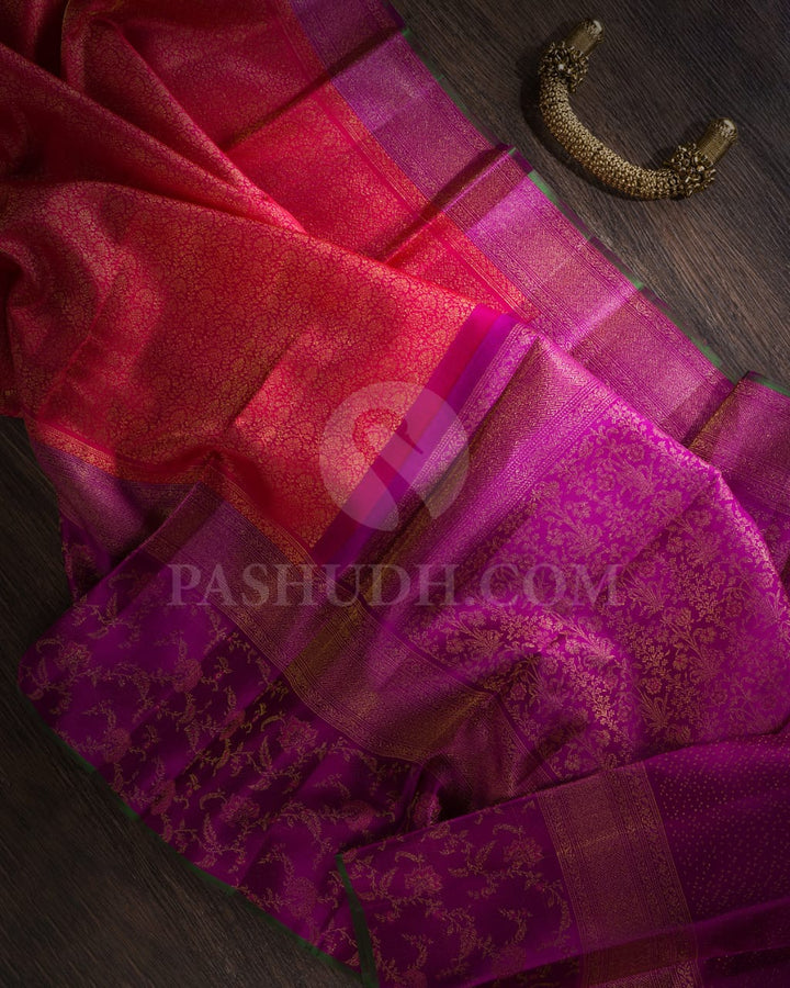 Red And Magenta  Kanjivaram Silk Saree-DJ370(A)