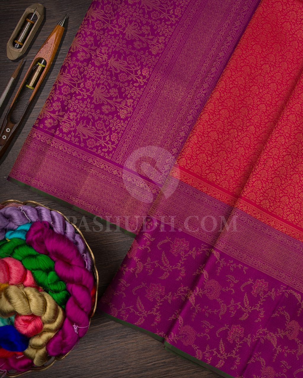 Red And Magenta  Kanjivaram Silk Saree-DJ370(A)