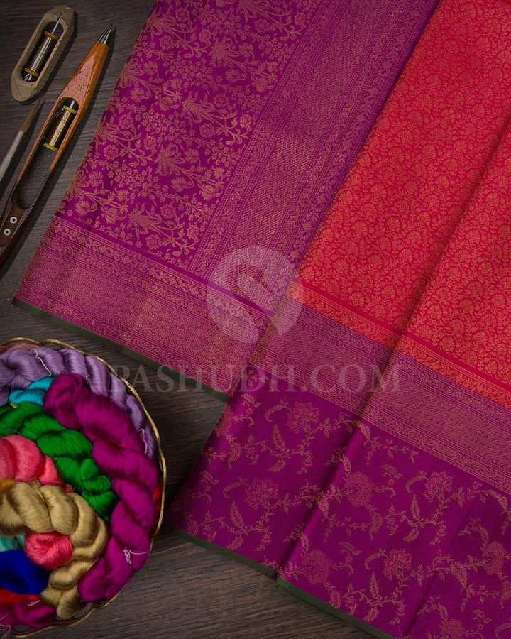 Red And Magenta  Kanjivaram Silk Saree-DJ370(A)