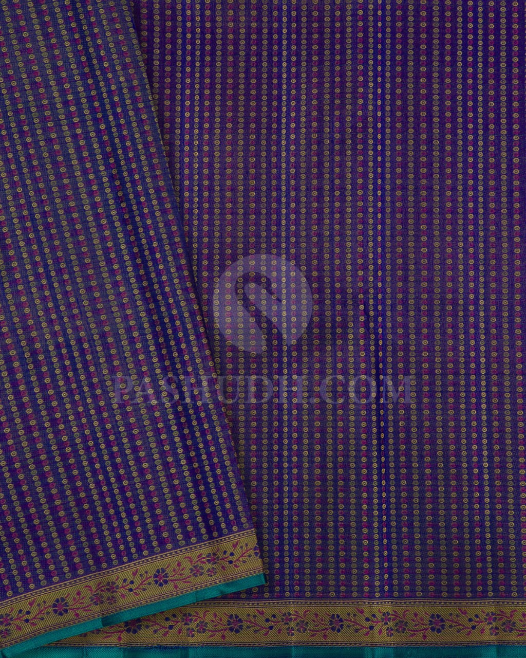 Royal Blue And Olive Green Kanjivaram Silk Saree-DJ365(B)