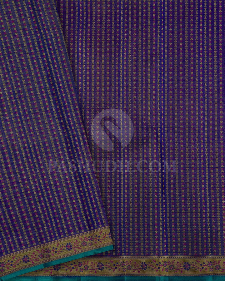 Royal Blue And Olive Green Kanjivaram Silk Saree-DJ365(B)