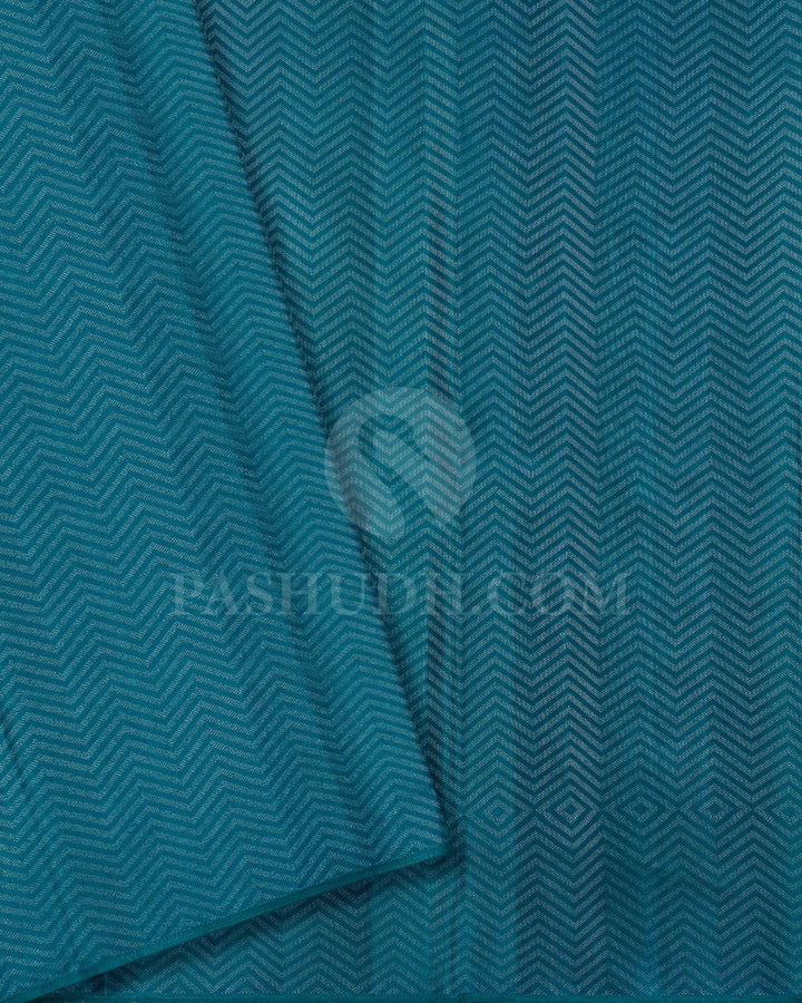 Lemon Yellow And Teal Blue Kanjivaram Silk Saree-D521(N)