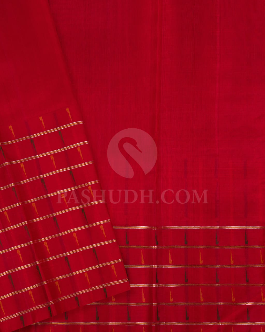 Gold Silver Organza Shimmer Kanjivaram Silk Saree With Red Paithani Border -S1354(C)