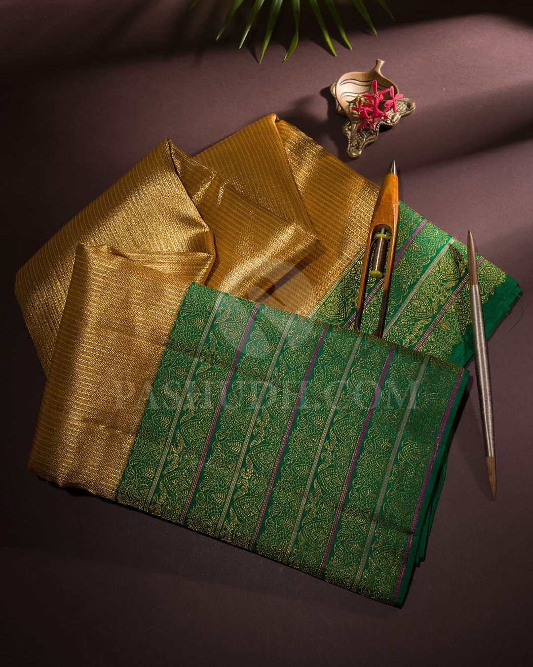Gold Shimmer Organza Kanjivaram Silk Saree-S1332(E)