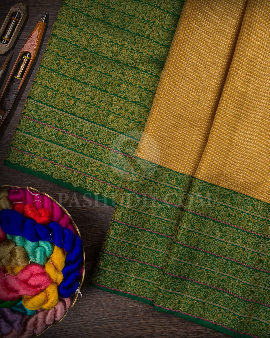 Gold Shimmer Organza Kanjivaram Silk Saree-S1332(E)