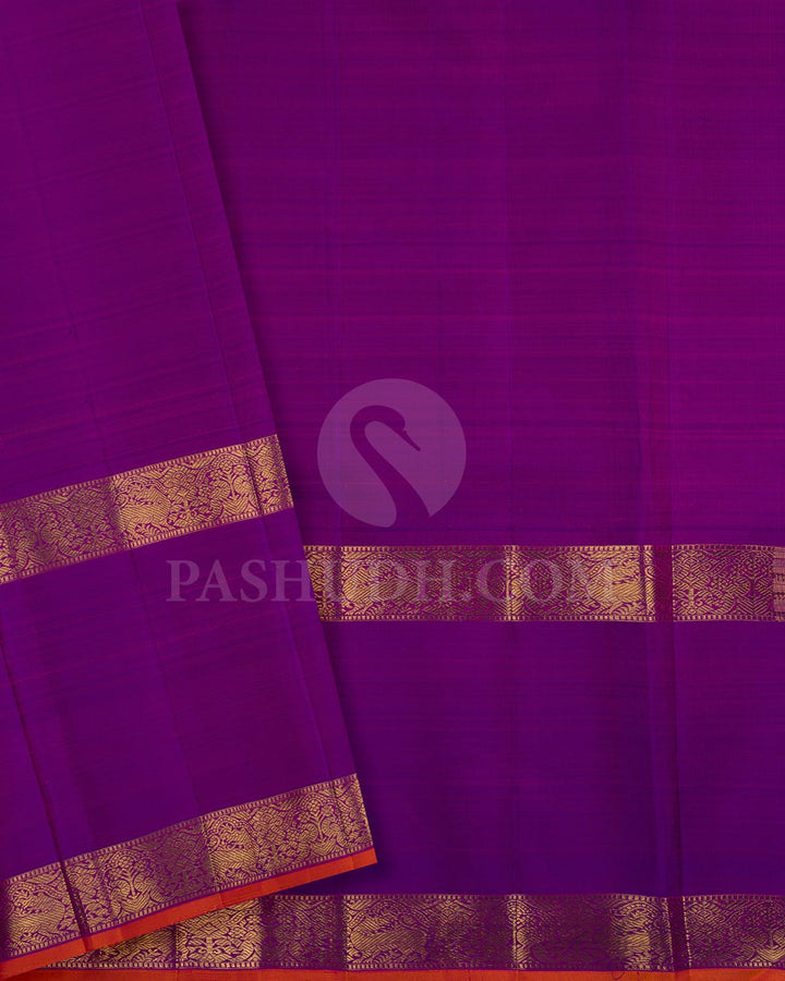 Turquoise Blue  And Dual Shaded Magenta Pure Zari Kanjivaram Silk Saree-SP144
