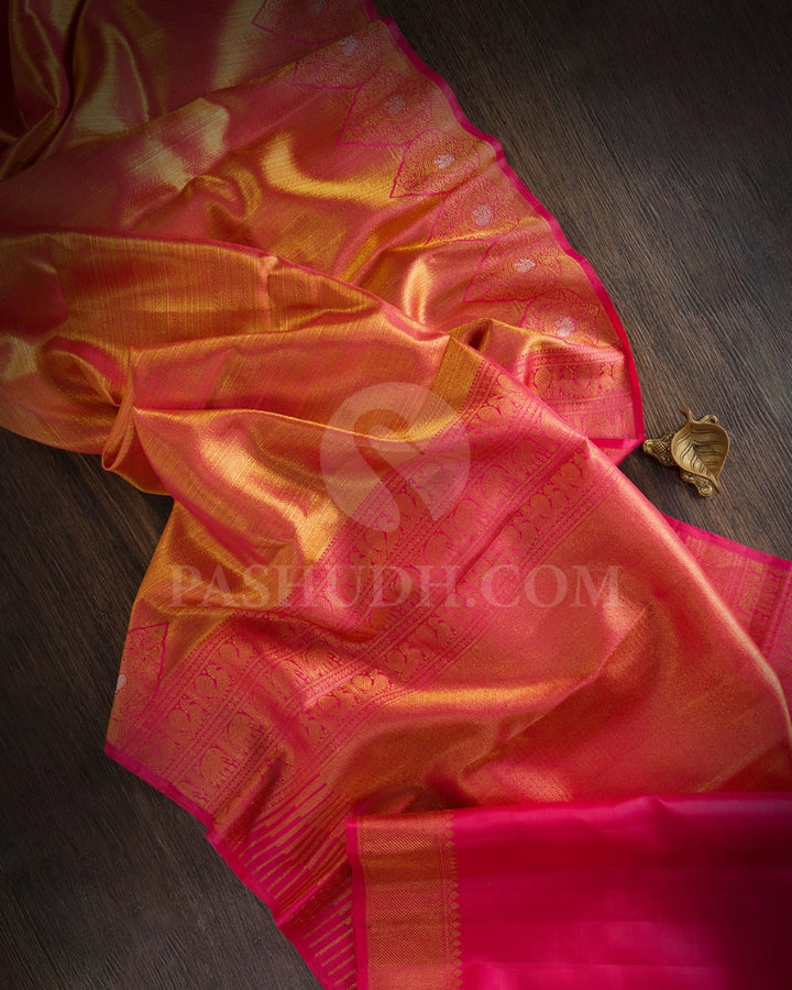 Watermelon Pink Kanjivaram Silk Saree-S1485(A)
