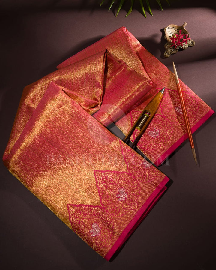 Watermelon Pink Kanjivaram Silk Saree-S1485(A)
