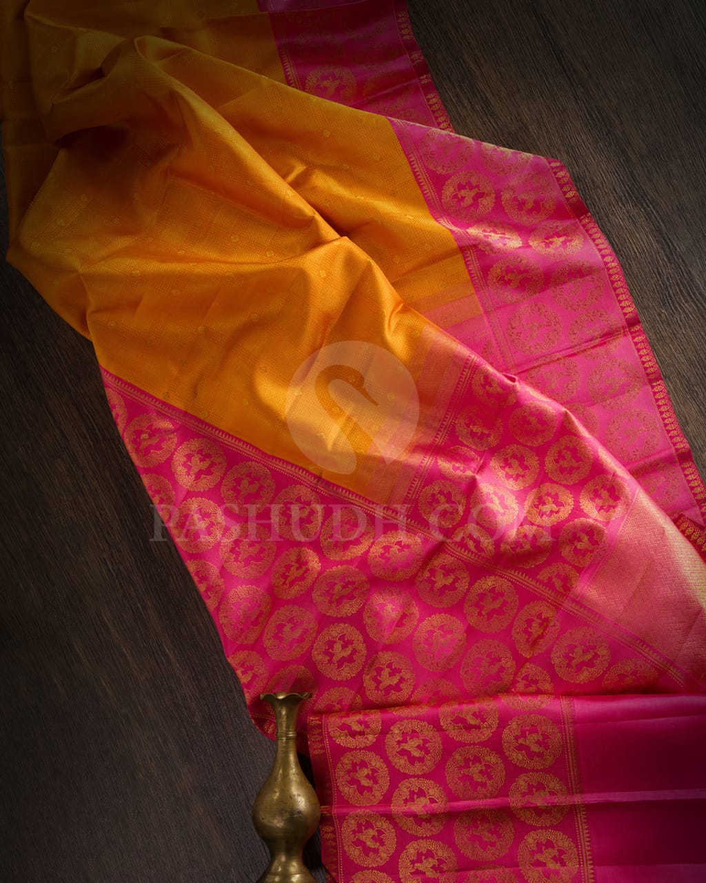 Orange And Watermelon Pink Kanjivaram Silk Saree-S1411(C)