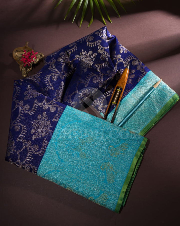 Royal Blue And Turquoise Blue Kanjivaram Silk Saree-S1048(I)