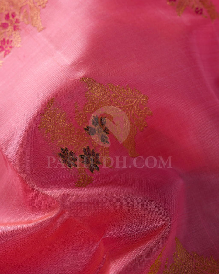 Baby Pink And Raspberry Pink Kanjivaram Silk Saree-S1481(A)