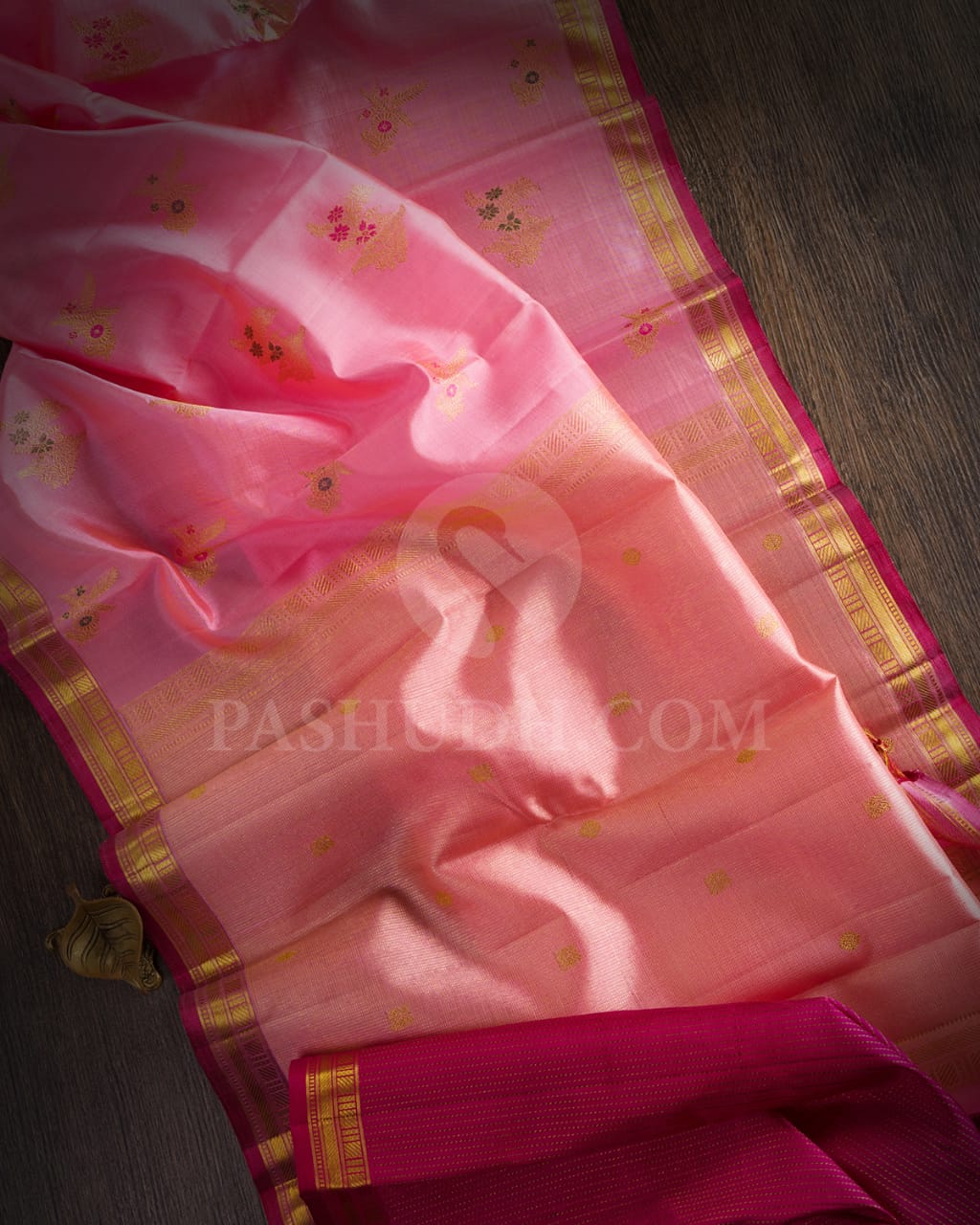 Baby Pink And Raspberry Pink Kanjivaram Silk Saree-S1481(A)