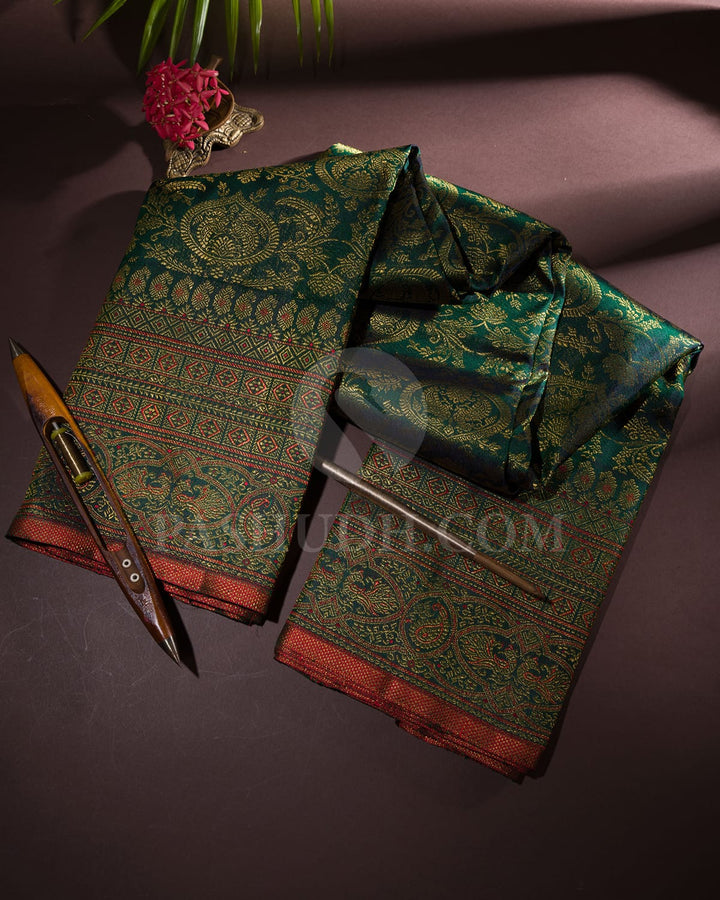 Bottle Green Bridal Kanjivaram Silk Saree-S1493(A)