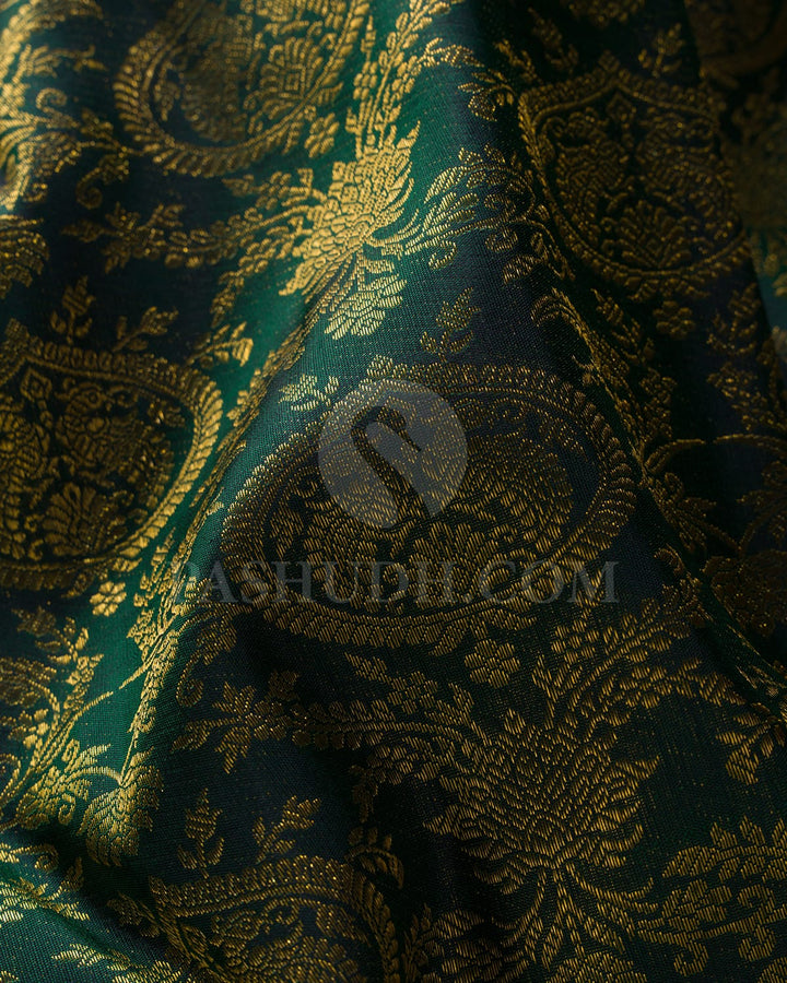 Bottle Green Bridal Kanjivaram Silk Saree-S1493(A)