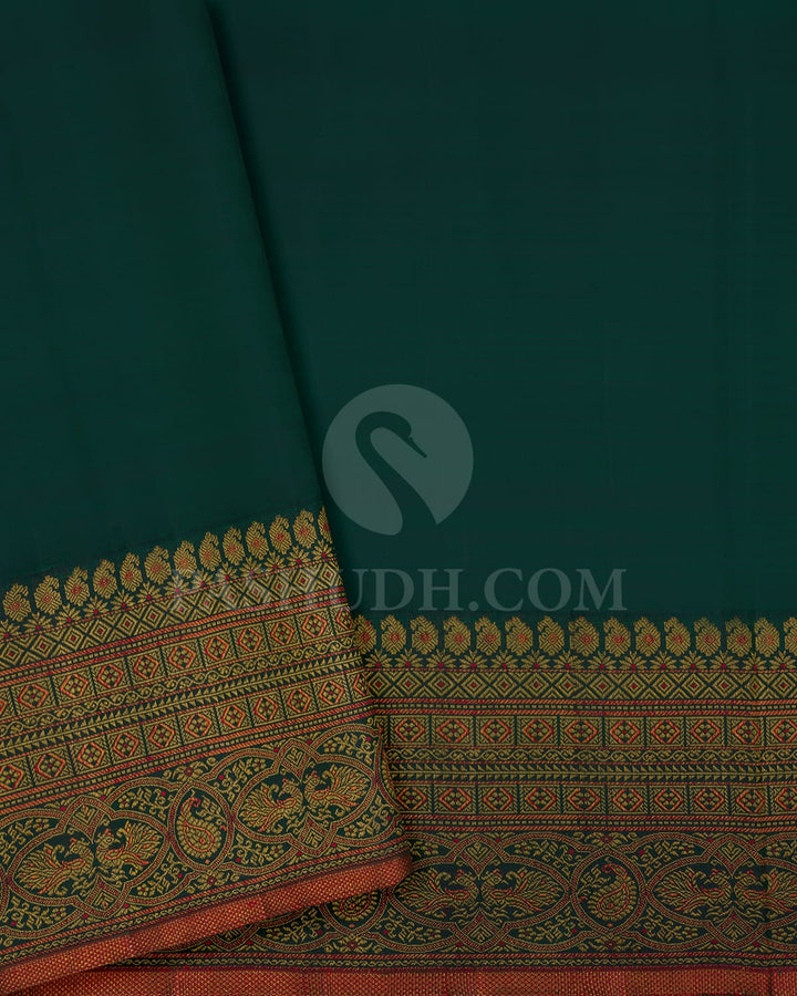 Bottle Green Bridal Kanjivaram Silk Saree-S1493(A)