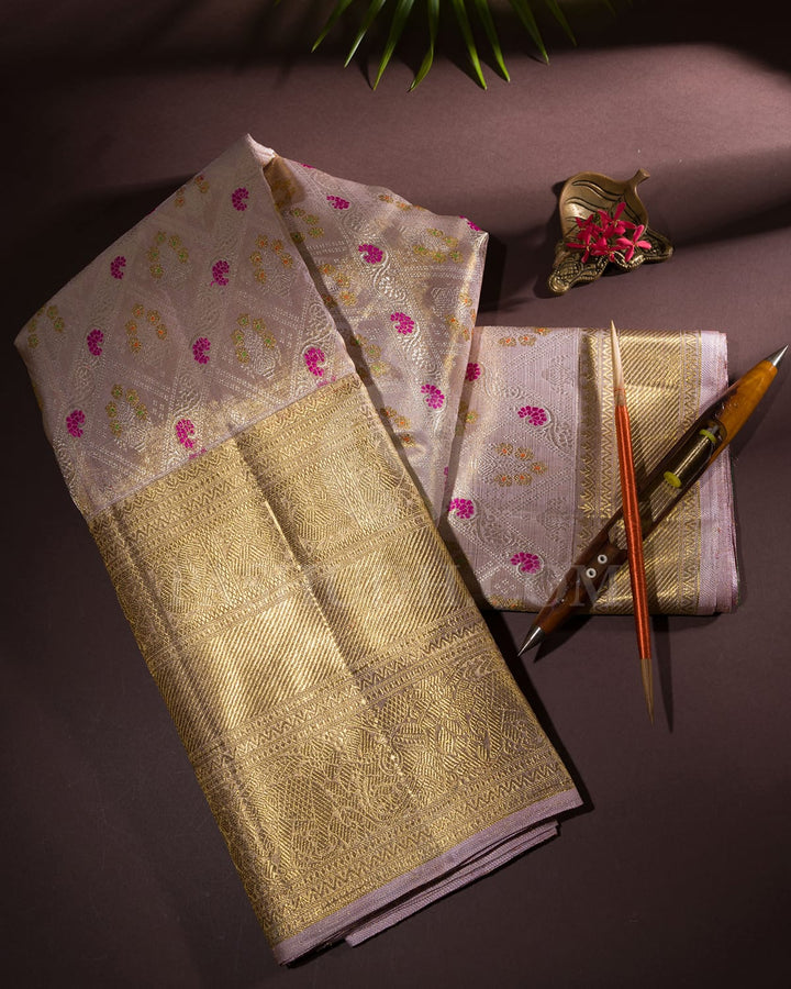 Lace Pink Tissue Kanjivaram Silk Saree -SP156