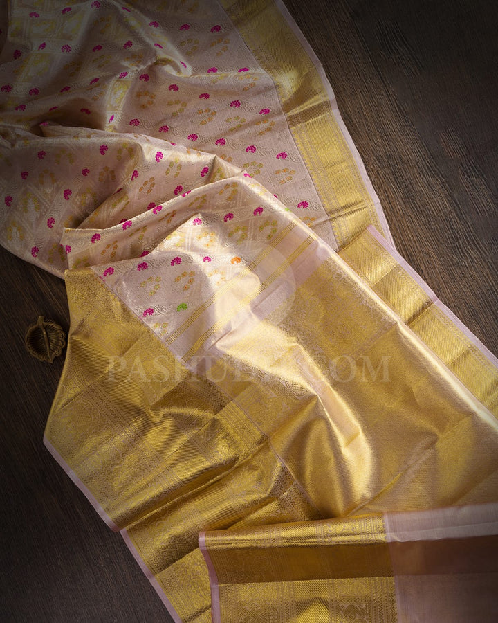 Lace Pink Tissue Kanjivaram Silk Saree -SP156