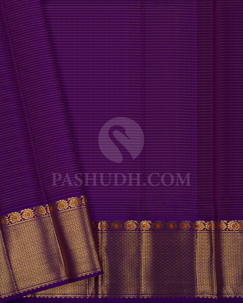 Cyan And Violet Kanjivaram Silk Saree-SP155