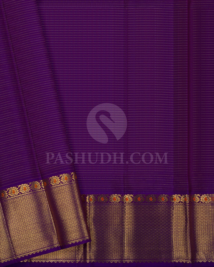 Cyan And Violet Kanjivaram Silk Saree-SP155