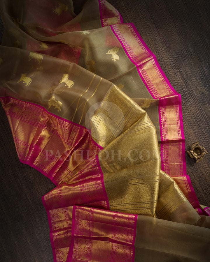 Sage Green Organza Kanjivaram Silk Saree-SP174