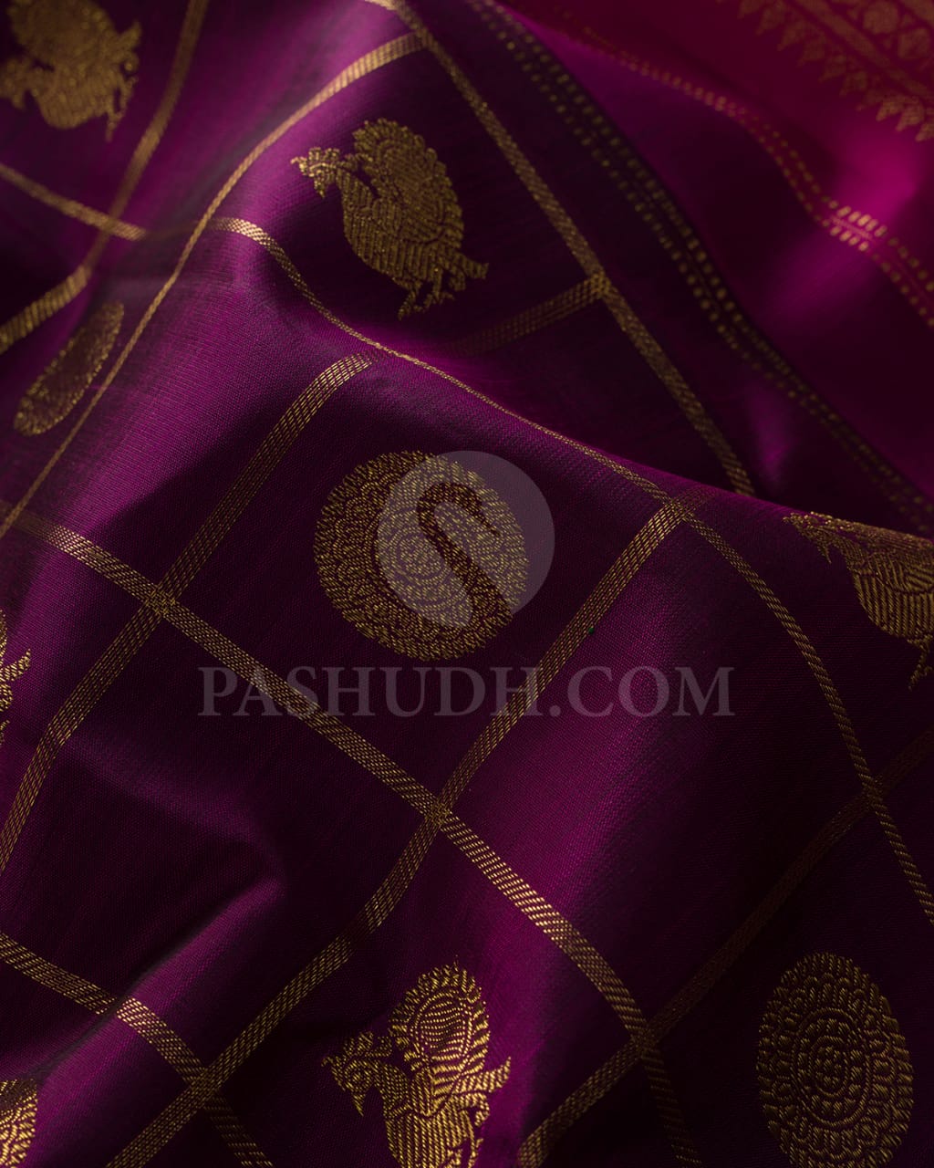 Purple And Rani Pink Pure Zari Kanjivaram Silk Saree-SP185