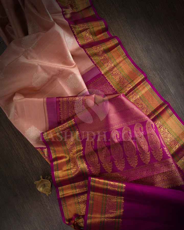 Mild Baby Pink And Magenta Kanjivaram Silk Saree-S1159(C)