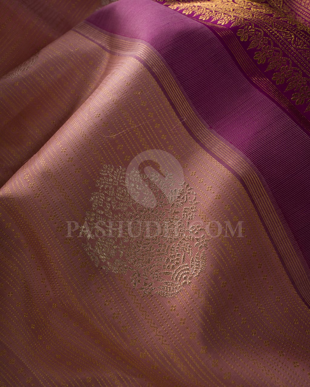 Mild Baby Pink And Magenta Kanjivaram Silk Saree-S1159(C)