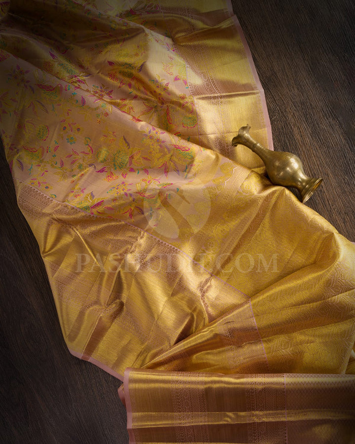 Pastel Baby Pink Tissue Kanjivaram Silk Saree-SP135