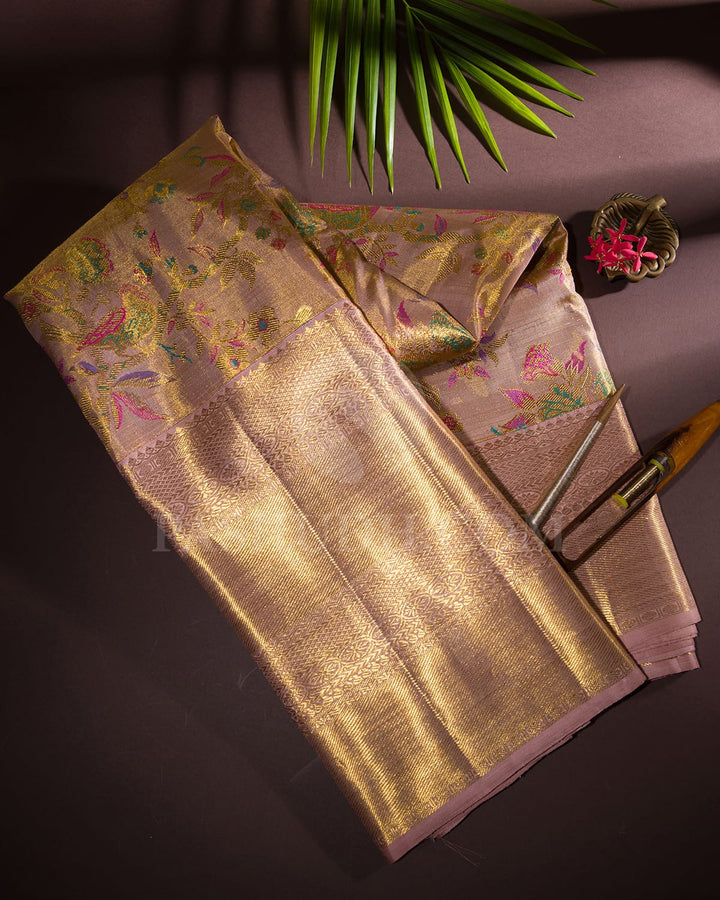 Pastel Baby Pink Tissue Kanjivaram Silk Saree-SP135