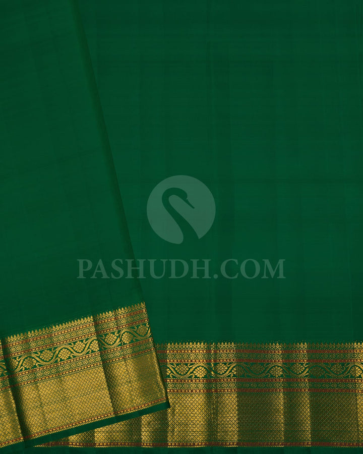 Parrot Green And Forest Green Kanjivaram Silk Saree-S1495(A)