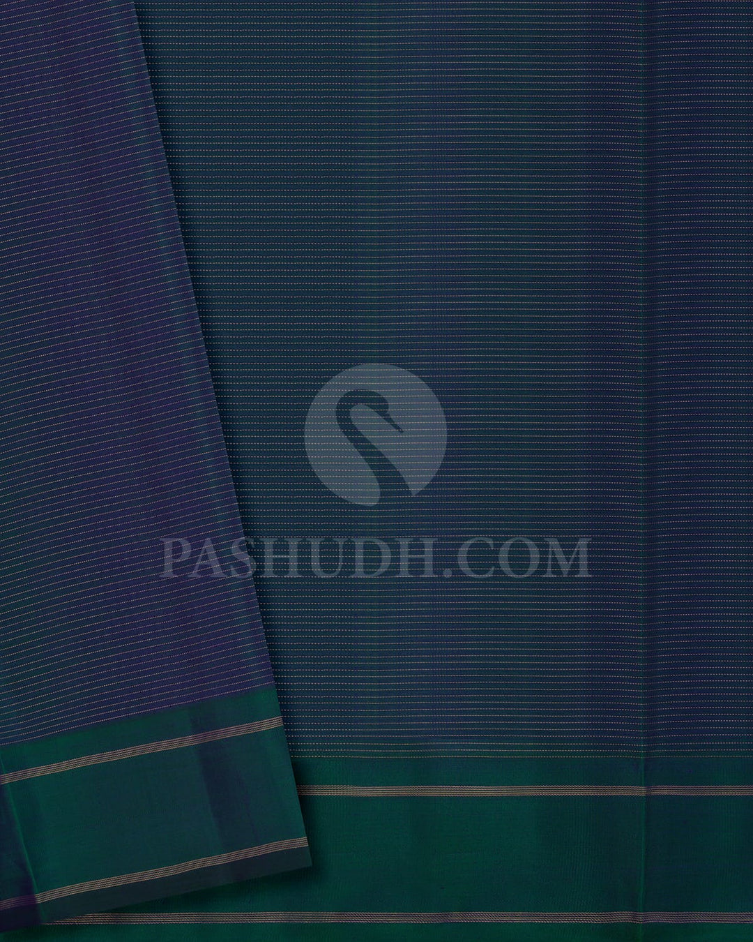 Royal Purple/Indigo With Teal Green Pure Zari Kanjivaram Silk Saree-SP163