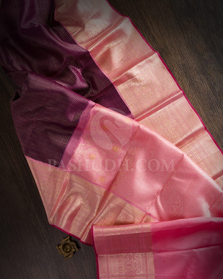 Purple And Baby Pink Kanjivaram Silk Saree-S1479(A)