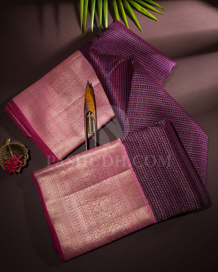 Purple And Baby Pink Kanjivaram Silk Saree-S1479(A)