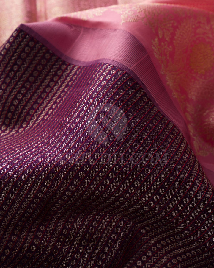 Purple And Baby Pink Kanjivaram Silk Saree-S1479(A)