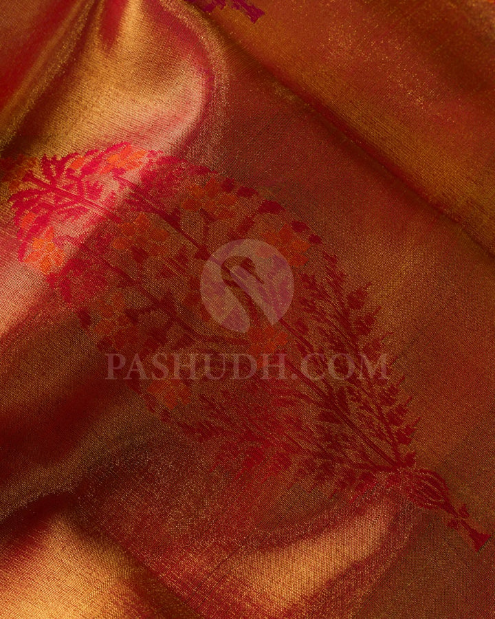 Red Organza Pure Zari Kanjivaram Silk Saree-P190(A)
