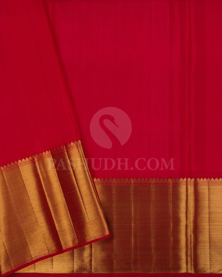 Red Organza Pure Zari Kanjivaram Silk Saree-P190(A)