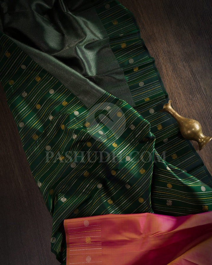 Bottle Green Kanjivaram Silk Saree-S1478(A)
