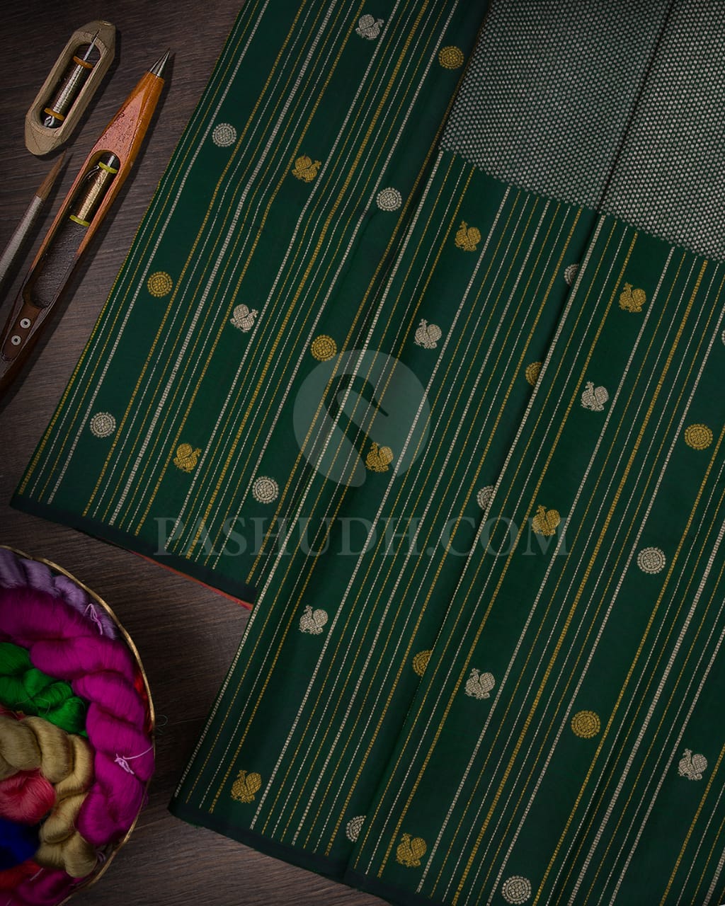 Bottle Green Kanjivaram Silk Saree-S1478(A)