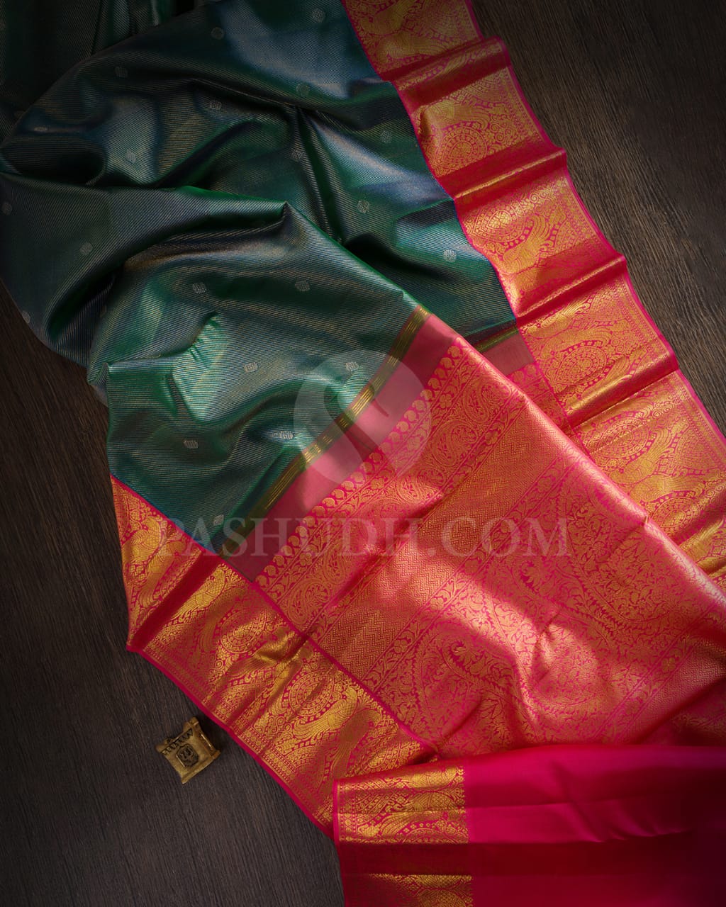 Peacock Blue And Bright Pink Kanjivaram Silk Saree-S1366(B)