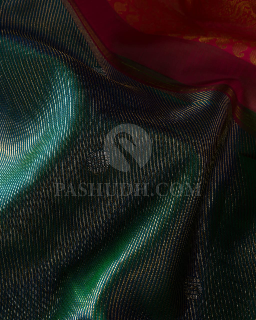 Peacock Blue And Bright Pink Kanjivaram Silk Saree-S1366(B)