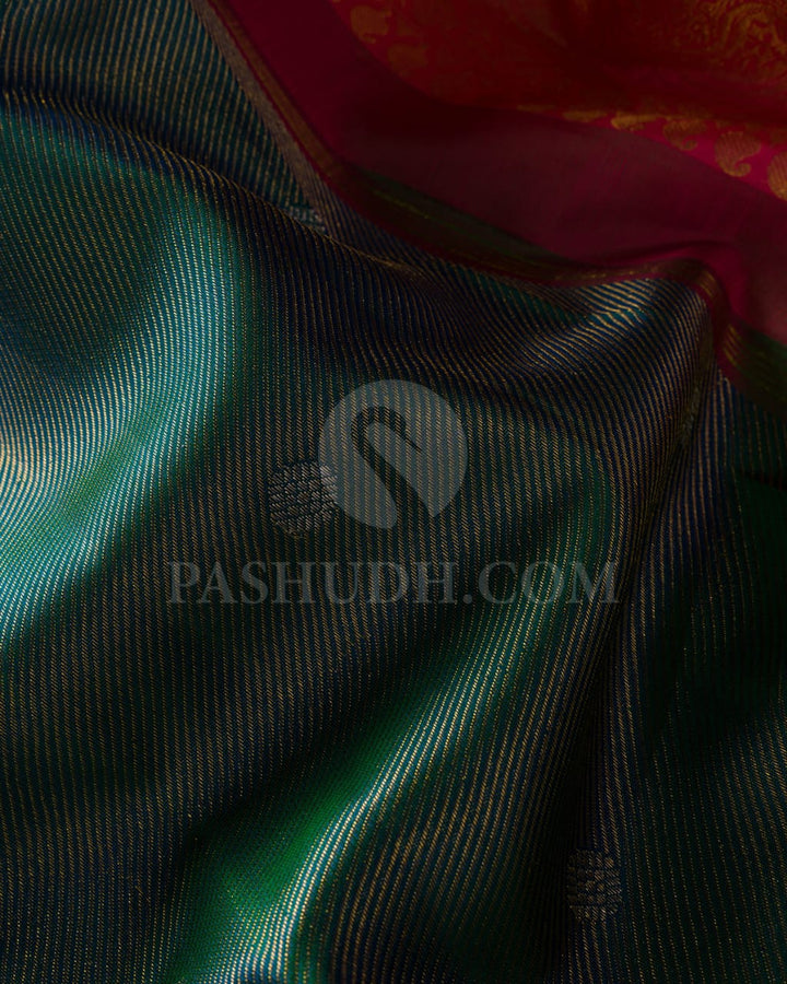 Peacock Blue And Bright Pink Kanjivaram Silk Saree-S1366(B)
