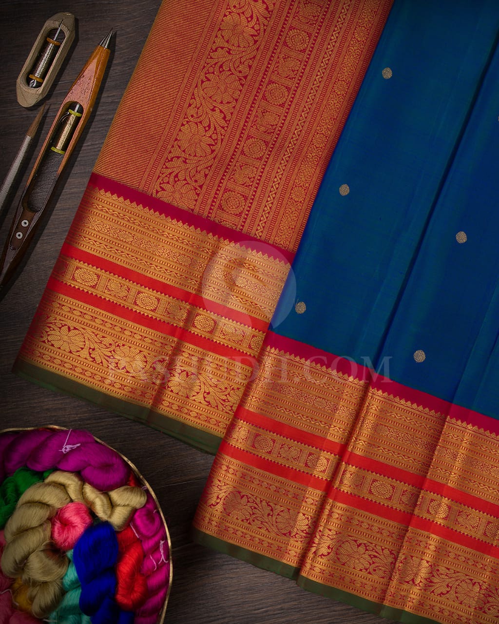 Dual Shaded Blue Pure Zari Korvai Kanjivaram Silk Saree-SP146