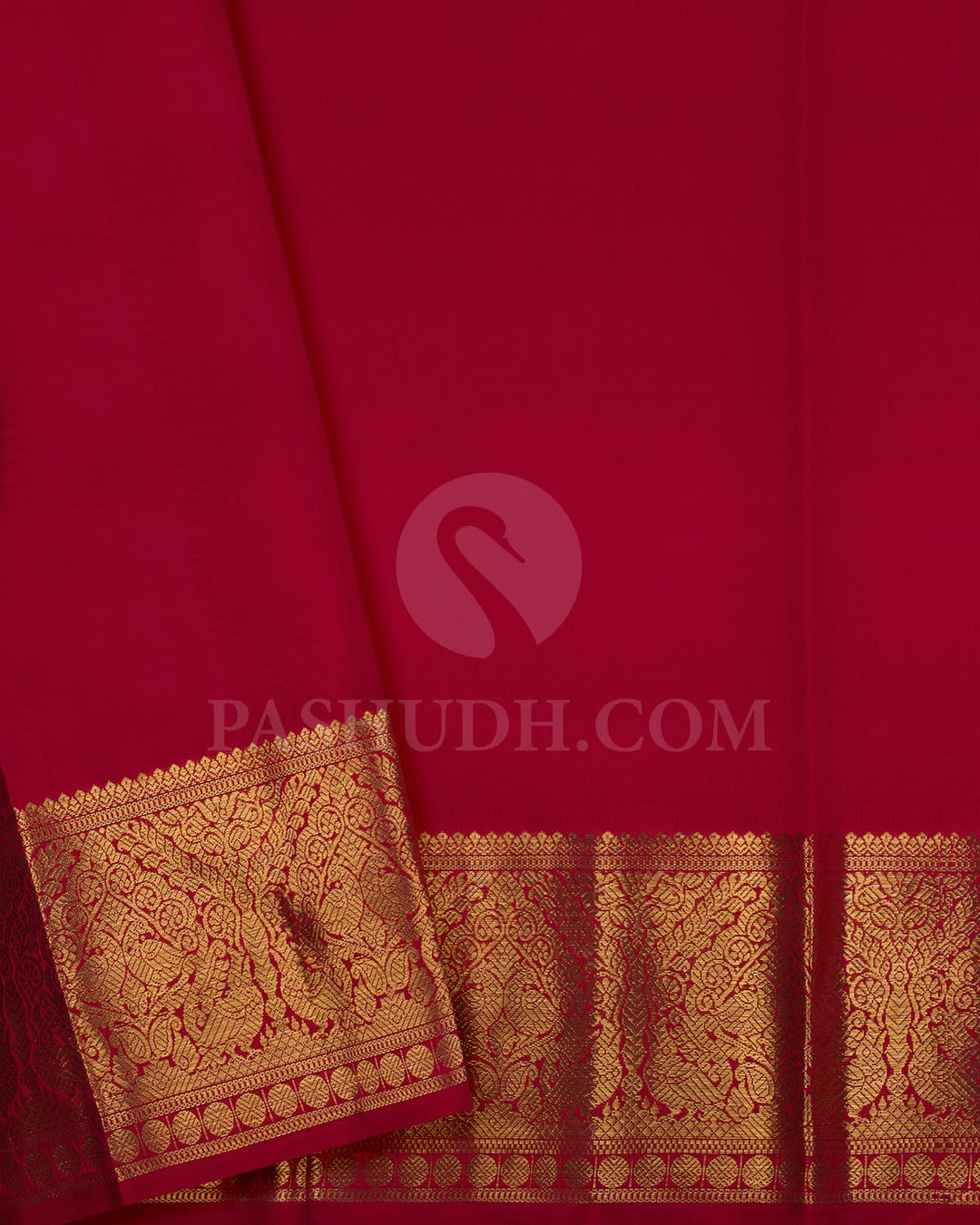 Sky Blue And Kumkum Red Kanjivaram Silk Saree-SP177