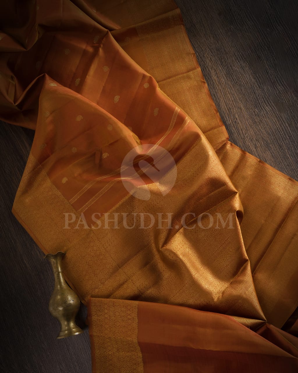 Bronze Brown Pure Zari Kanjivaram Silk Saree-SP186