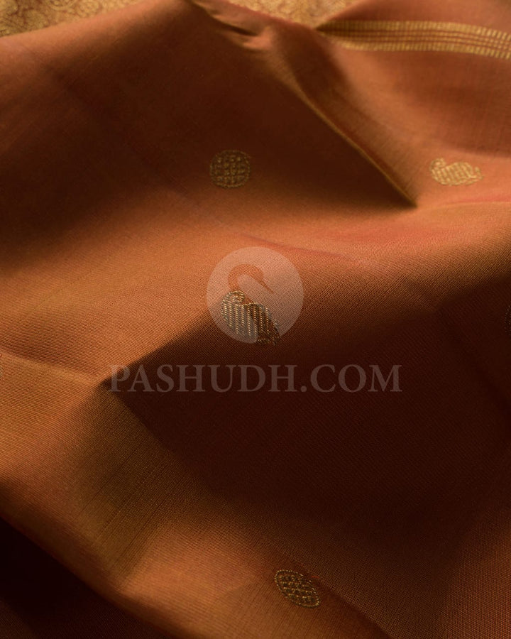 Bronze Brown Pure Zari Kanjivaram Silk Saree-SP186