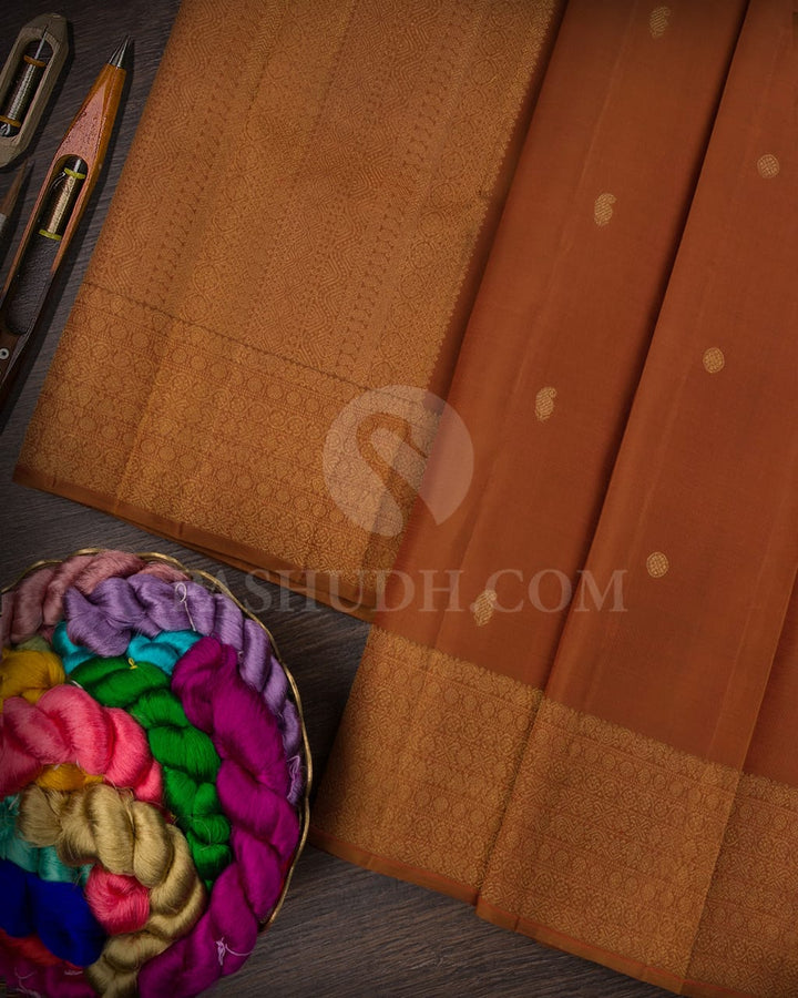 Bronze Brown Pure Zari Kanjivaram Silk Saree-SP186