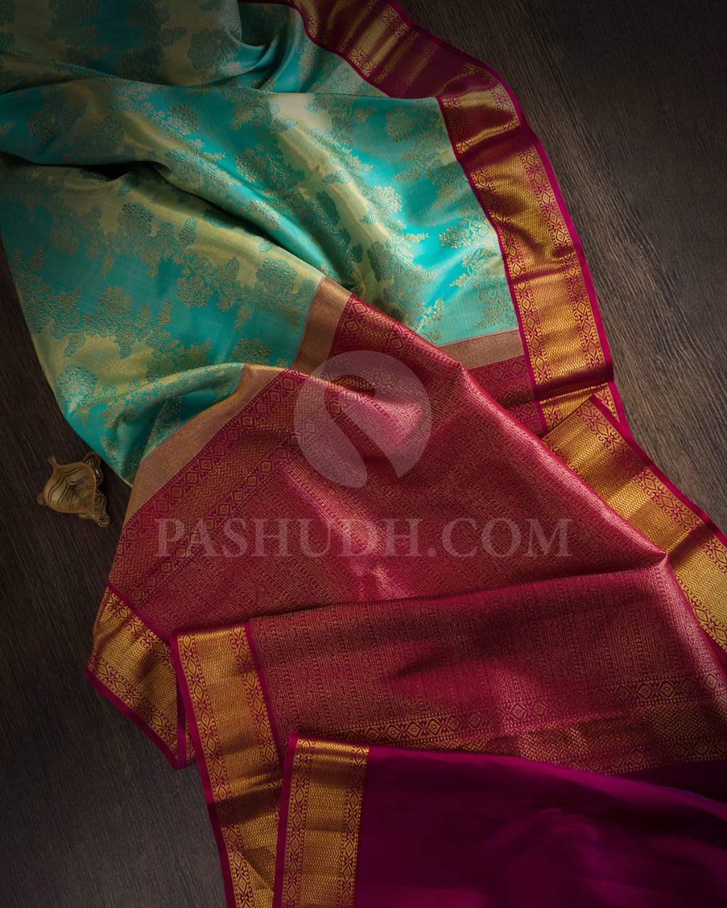 Sky Blue And Rouge Pink Kanjivaram Silk Saree-S1490(A)
