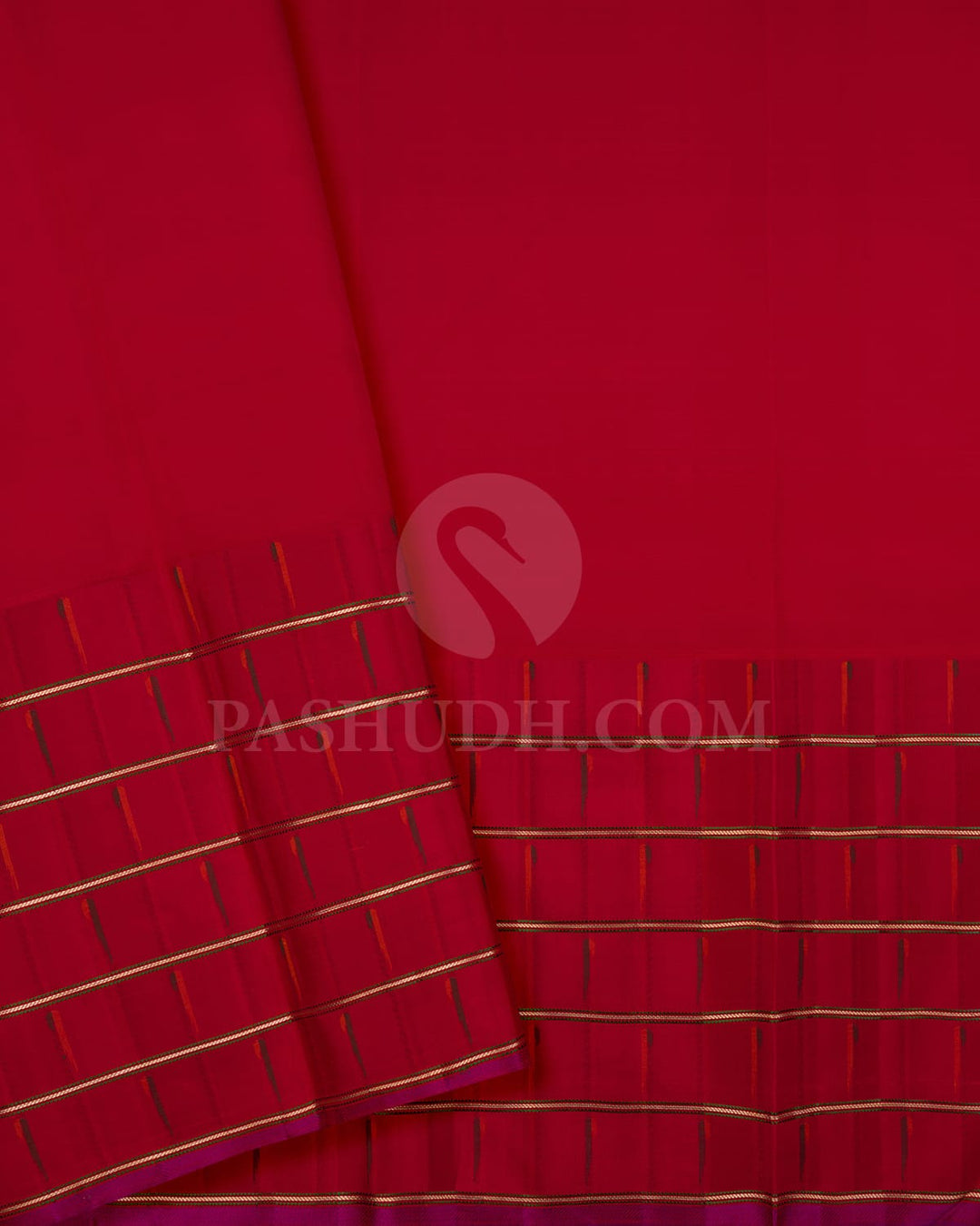 Navy Blue And Red Kanjivaram Silk Saree-S1480(A)